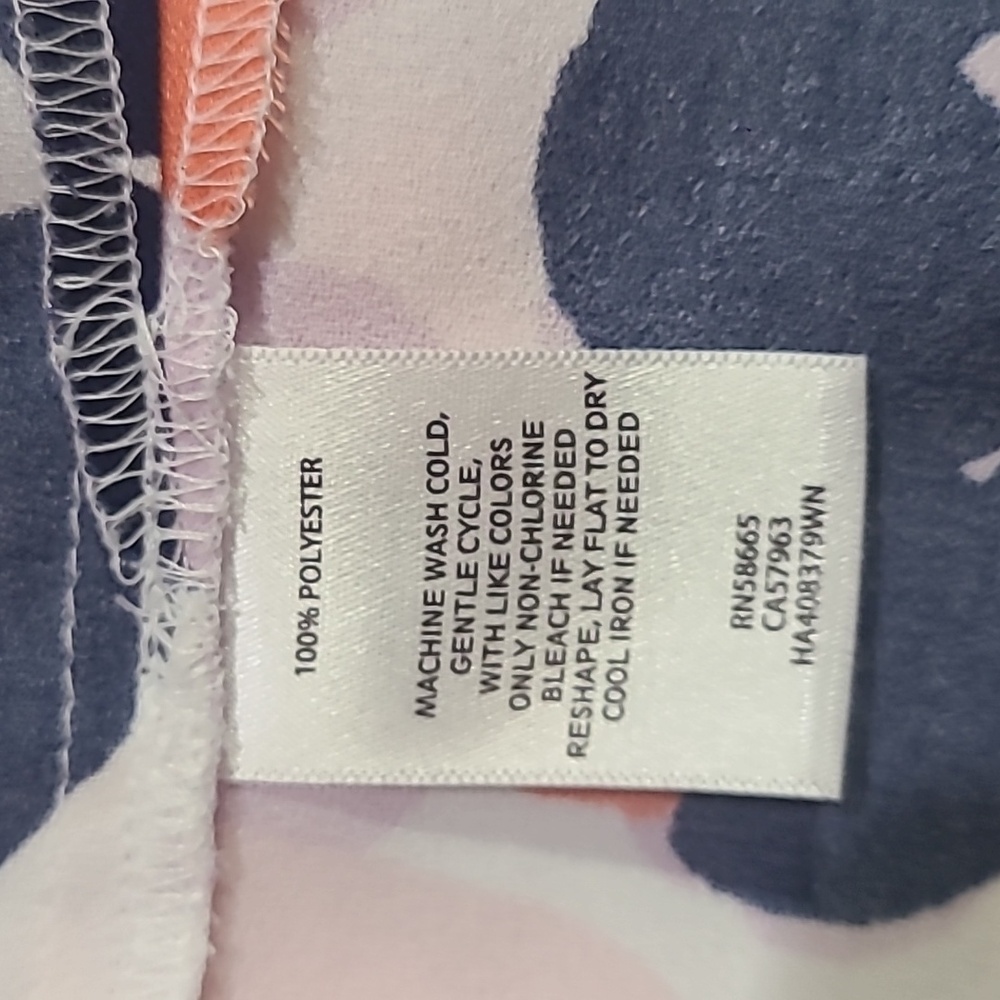 HALOGEN Navy Peach Abstract Print V Neck Long Sleeve Button Up Blouse 2X - Picture 5 of 8